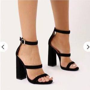 Public Desire Feax Suede Block Heel - Black